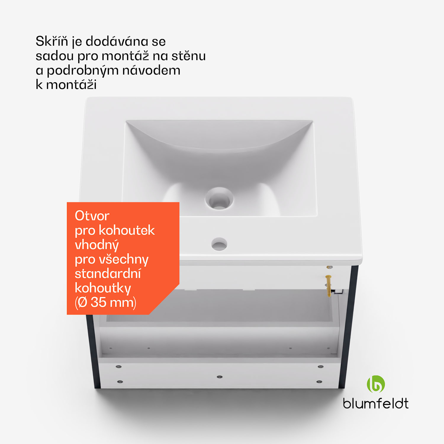 Johnstone, umyvadlo a skříňka do koupelny, 60 cm, keramické umyvadlo, zavírání Soft-Close 60 cm | Antracit