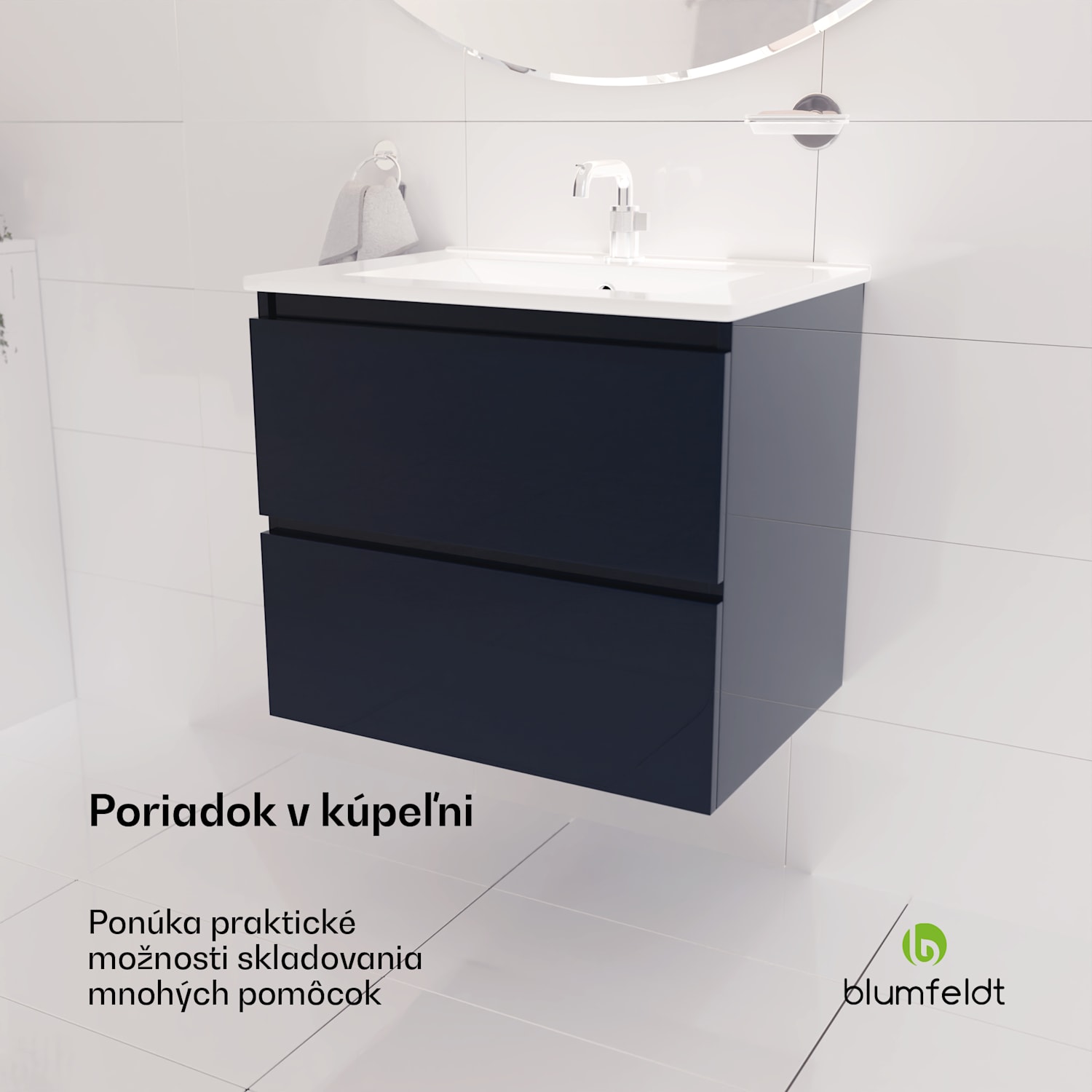 Johnstone, umývadlo a skrinka do kúpeľne, 60 cm, keramické umývadlo, zatváranie Soft-Close 60 cm | Antracit