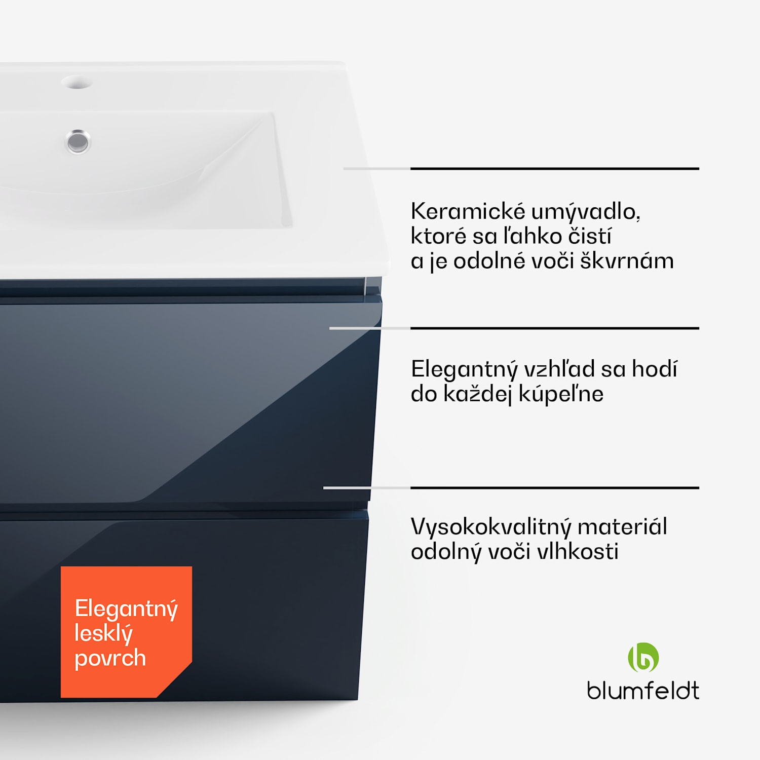 Johnstone, umývadlo a skrinka do kúpeľne, 60 cm, keramické umývadlo, zatváranie Soft-Close 60 cm | Antracit