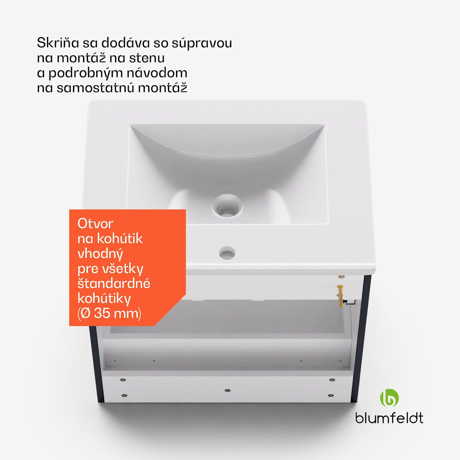 Johnstone, umývadlo a skrinka do kúpeľne, 60 cm, keramické umývadlo, zatváranie Soft-Close 60 cm | Antracit