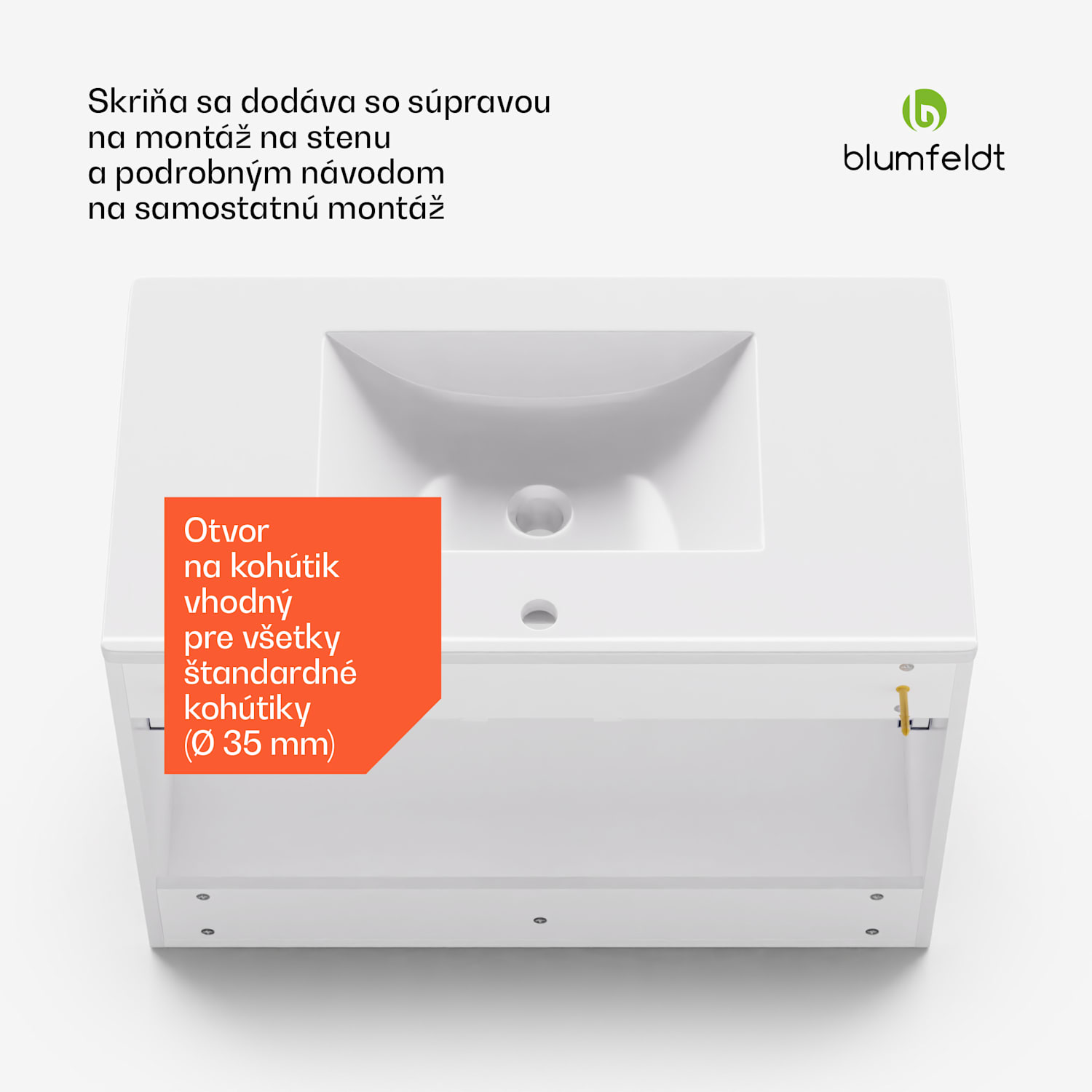 Johnstone, umývadlo a skrinka do kúpeľne, 80 cm, keramické umývadlo, zatváranie Soft-Close 80 cm | Biela