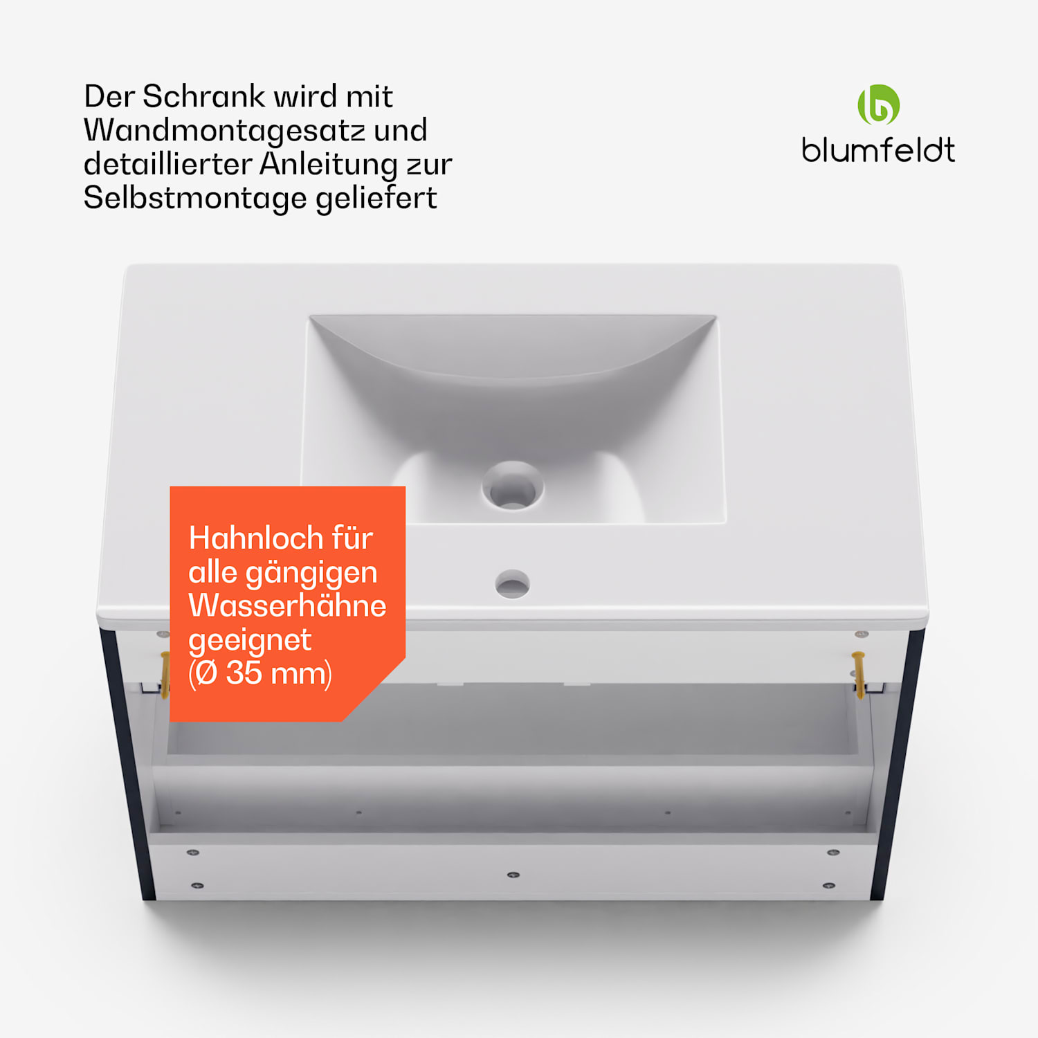 Johnstone Waschtisch Badezimmerschrank Badschrank 80 cm mit Keramikwaschbecken Soft-Close-Funktion 80 cm | Anthrazit