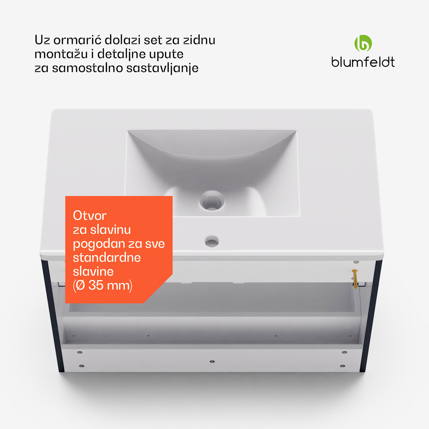 Johnstone, umivaonik i kupaonski ormarić, 80 cm, keramički umivaonik, Soft-Close 80 cm | Antracit