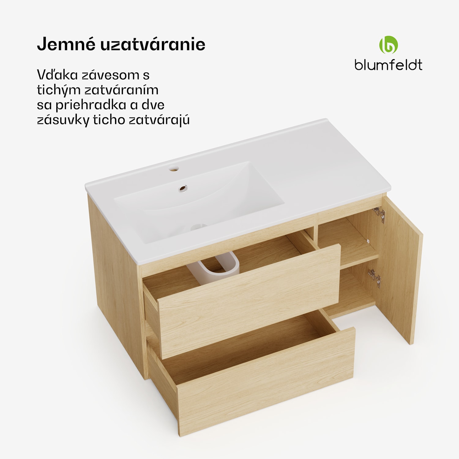 Johnstone, umývadlo a skrinka do kúpeľne, 90 cm, keramické umývadlo, zatváranie Soft-Close 90 cm | Brestová