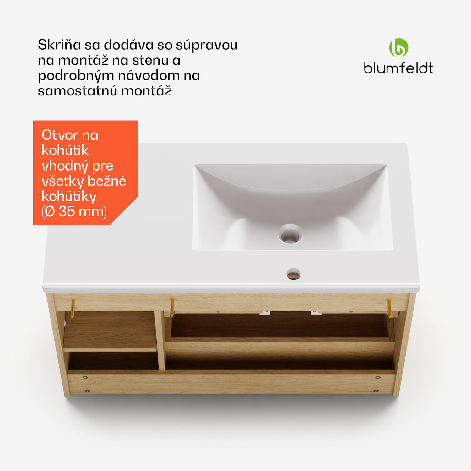 Johnstone, umývadlo a skrinka do kúpeľne, 90 cm, keramické umývadlo, zatváranie Soft-Close 90 cm | Brestová