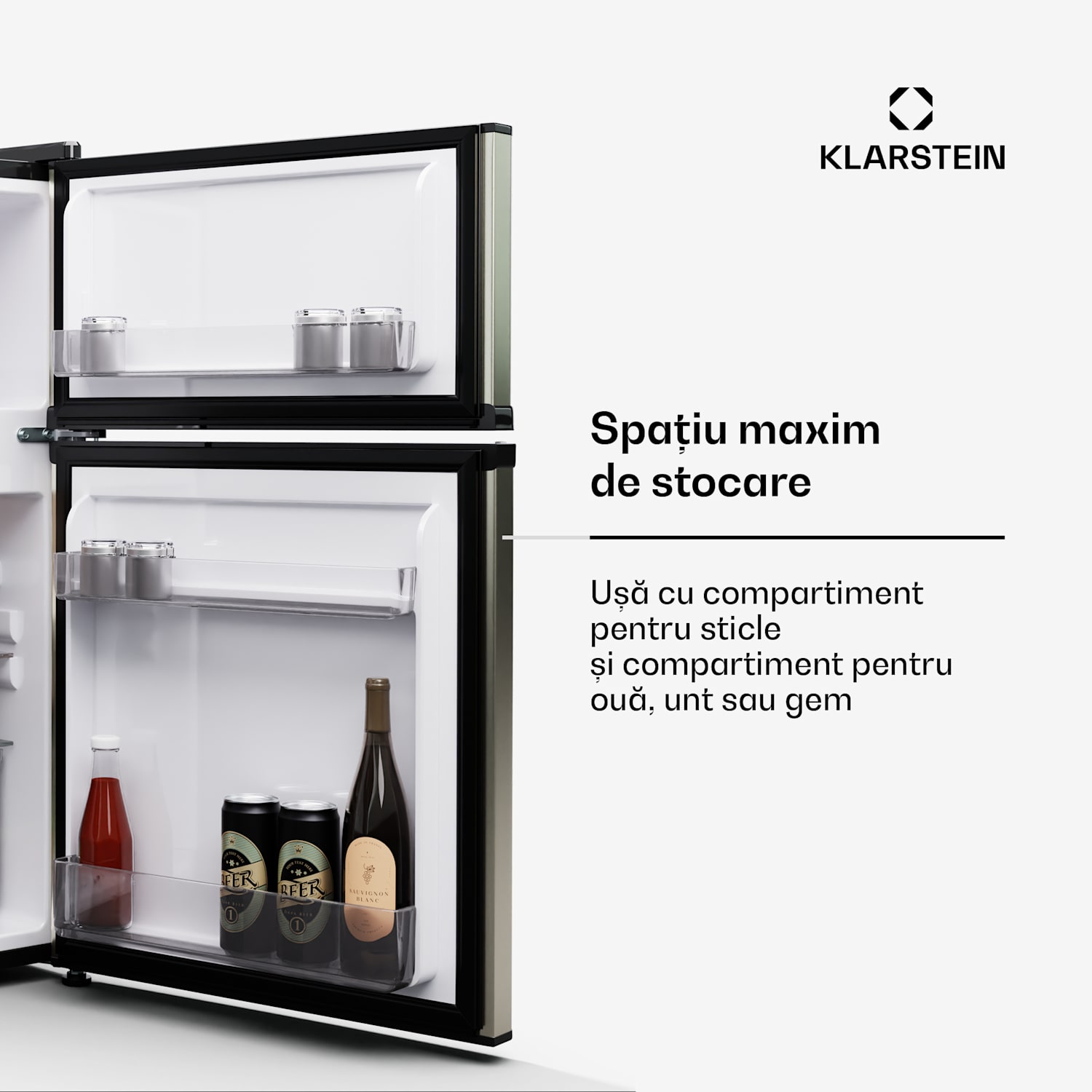 Big Daddy Cool, frigider-congelator, 61/25 l, 2 nivele, oțel inoxidabil 