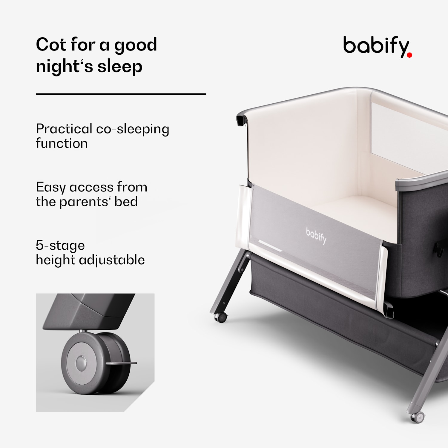 Berço elétrico Ogge para 0 - 8 meses modo de baloiço elétrico | música + Bluetooth 