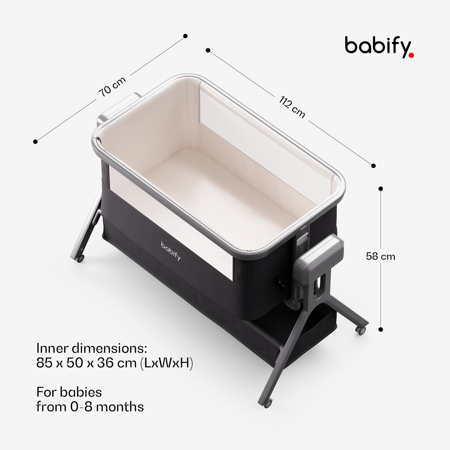 Berço elétrico Ogge para 0 - 8 meses modo de baloiço elétrico | música + Bluetooth 