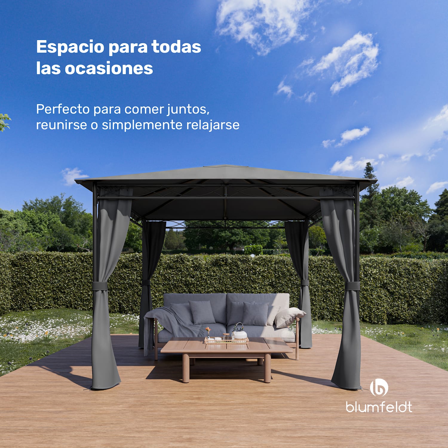 Mondo Pabellón Carpa Gazebo Acero Poliéster Gris oscuro 