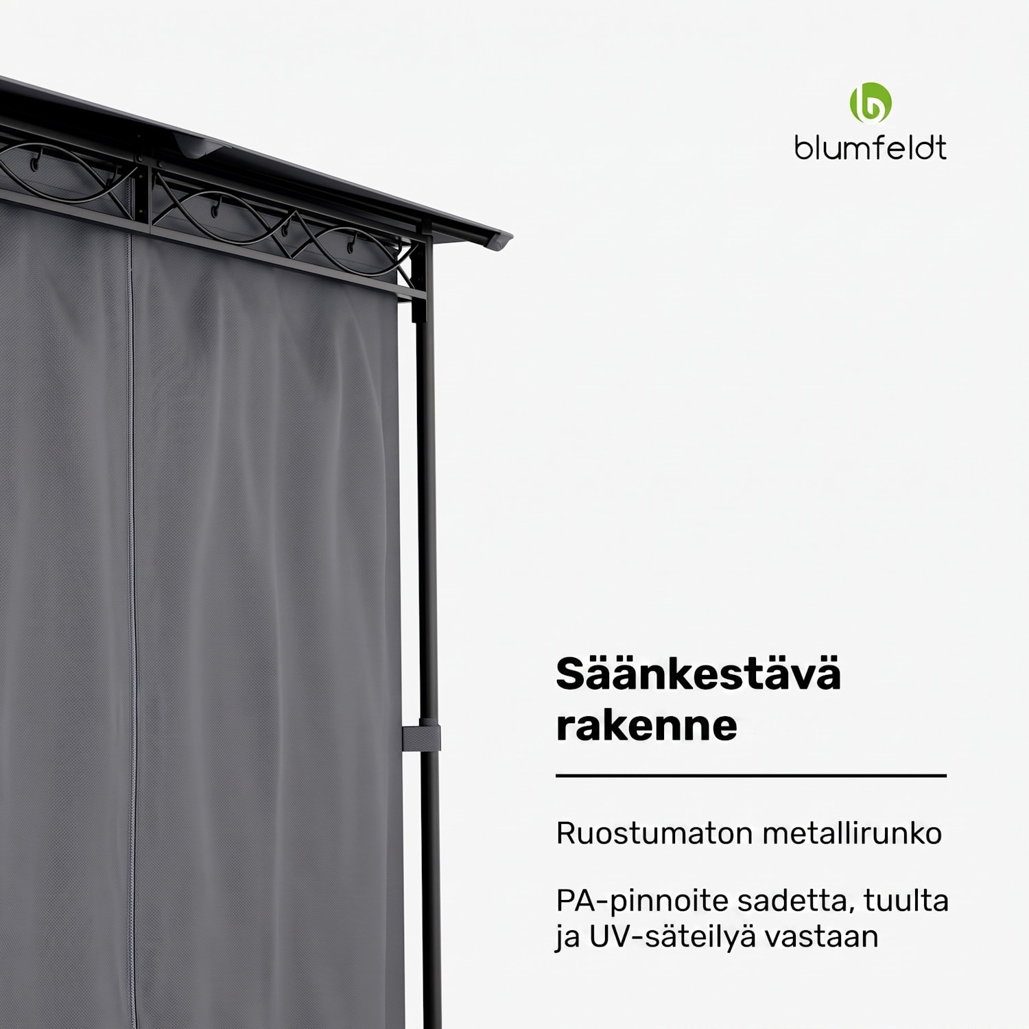 Mondo -puutarhapaviljonki juhlateltta huvimaja teräs polyesteri tummanharmaa 3 x 3 m | Tummanharmaa