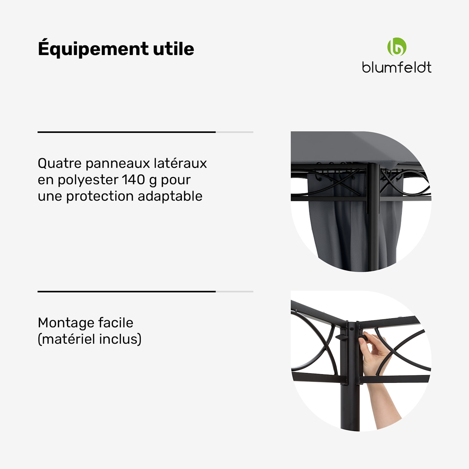 Mondo Pavillon de jardin avec auvent 295x262x295 acier polyester gris 3 x 3 m | Gris Foncé