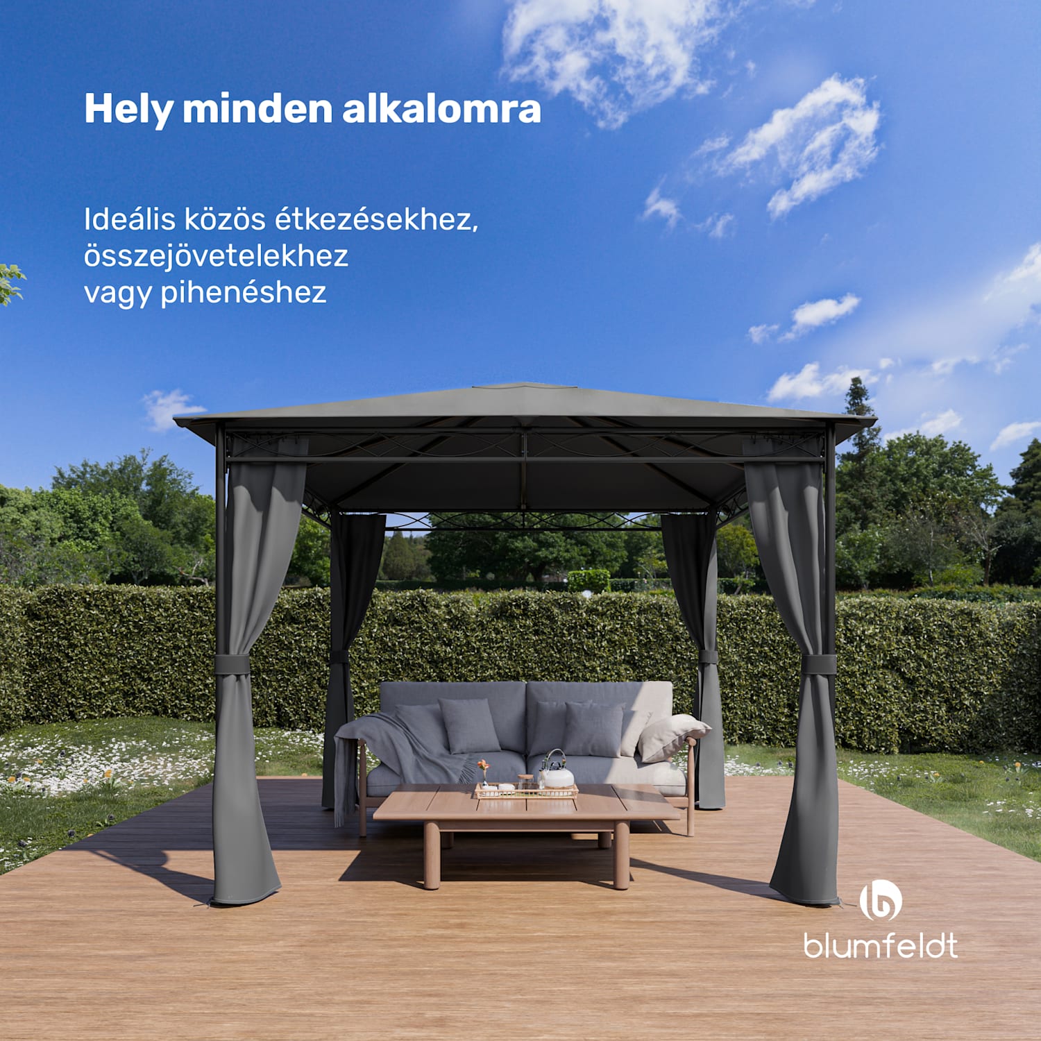 Mondo, kerti pavilon, partisátor, acél, poliészter, sötétszürke 