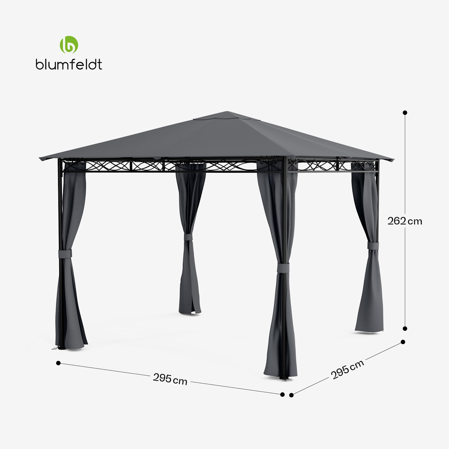 Mondo gazebo da giardino tendone per feste acciaio poliestere grigio scuro 3 x 3 m | Grigio Scuro