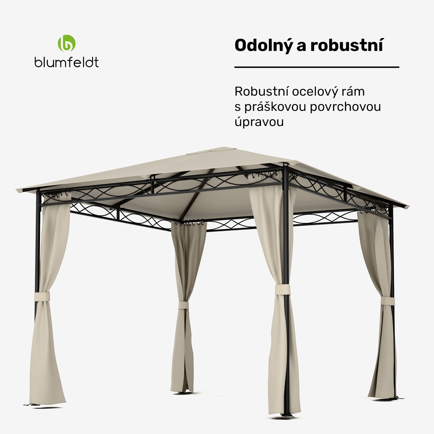 Mondo, zahradní altán, párty stan, 295 x 262 x 295, ocel, polyester, béžový 3 x 3 m | Béžová