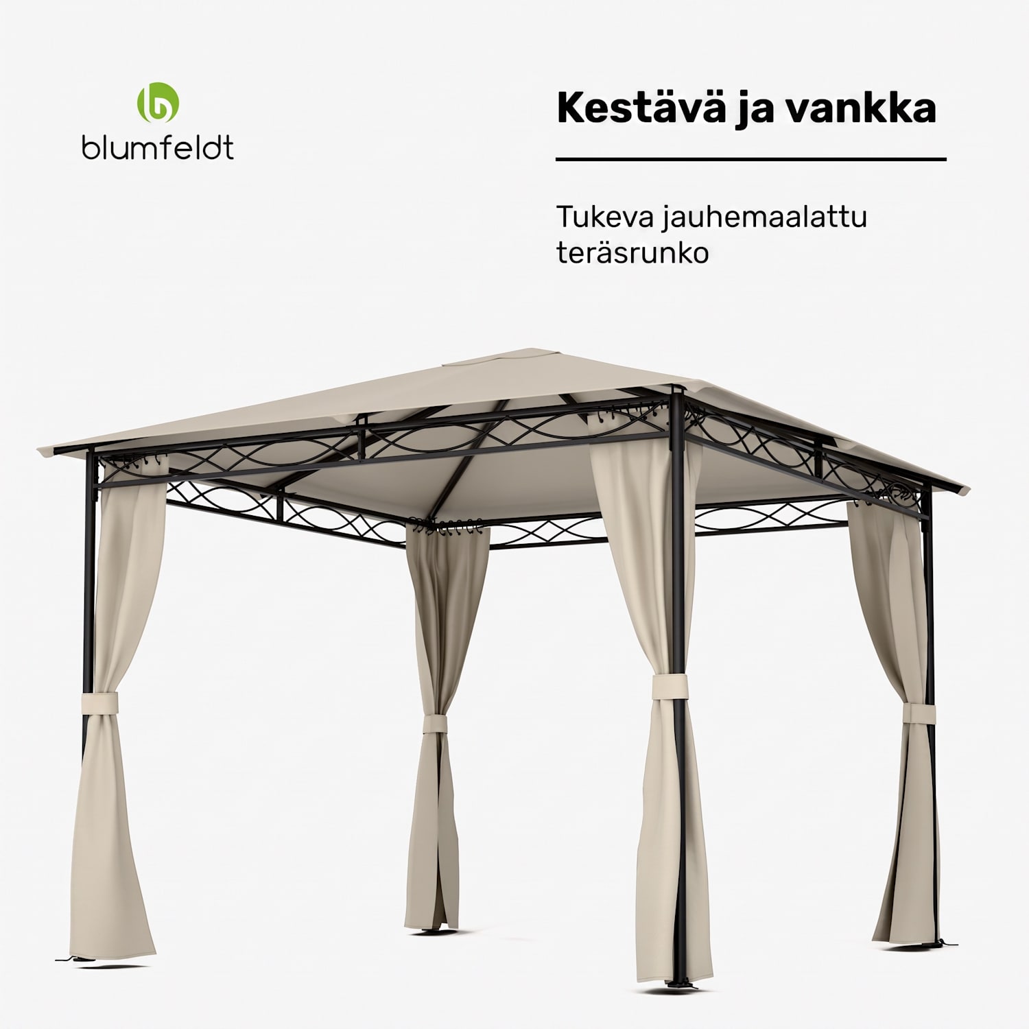 Mondo -puutarhapaviljonki juhlateltta 295 x 262 x 295 teräs polyesteri beige 3 x 3 m | Beige