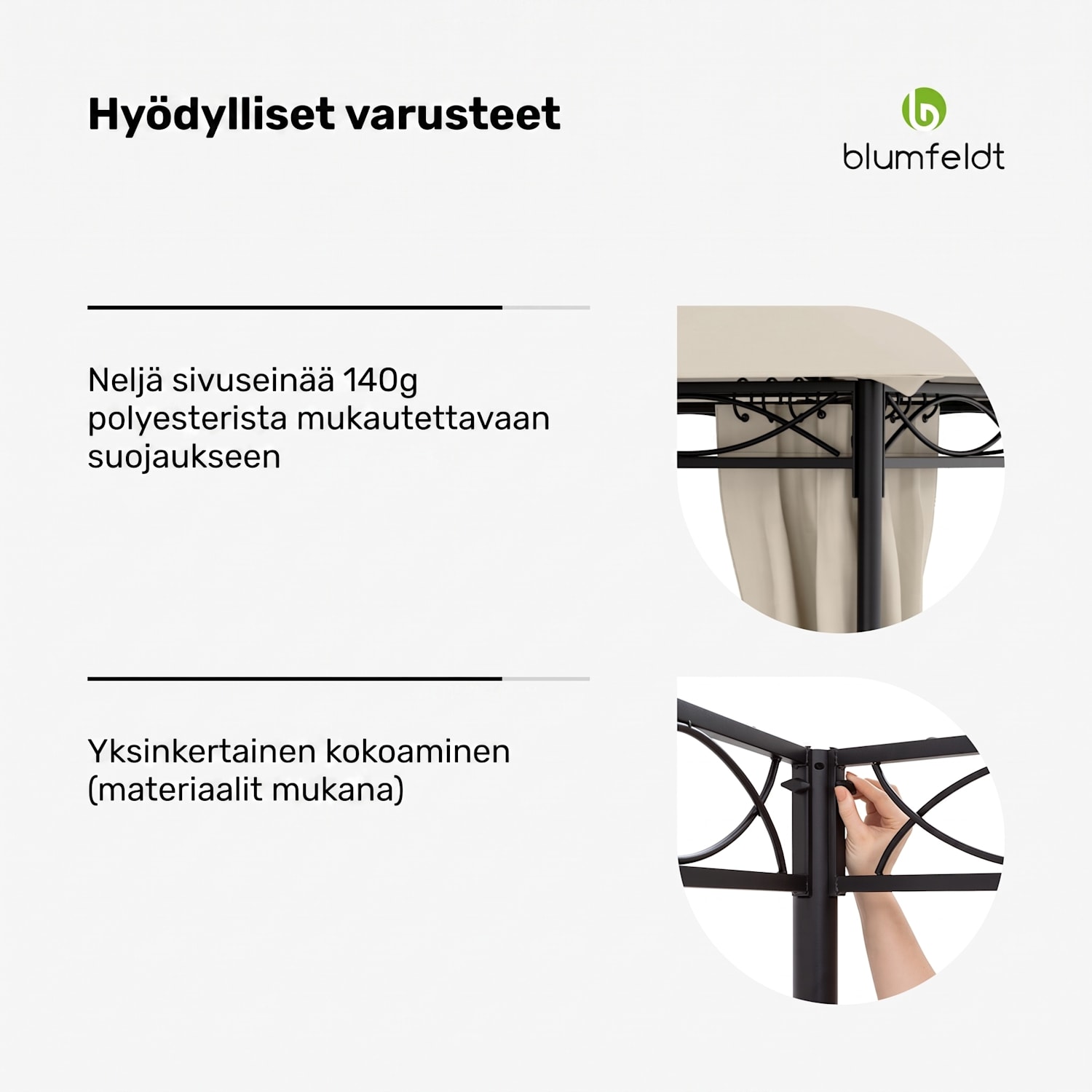 Mondo -puutarhapaviljonki juhlateltta 295 x 262 x 295 teräs polyesteri beige 3 x 3 m | Beige