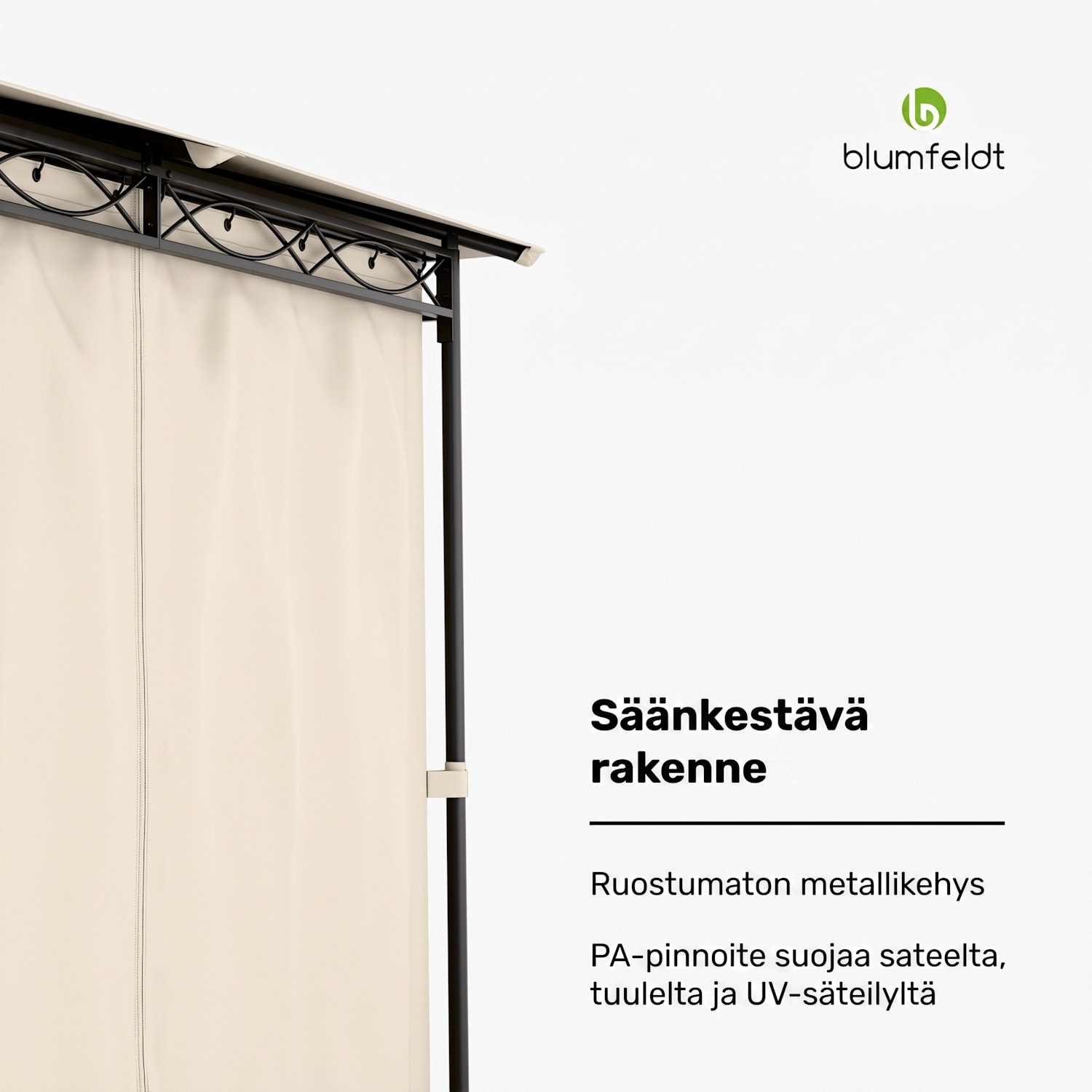 Mondo -puutarhapaviljonki juhlateltta 295 x 262 x 295 teräs polyesteri beige 3 x 3 m | Beige