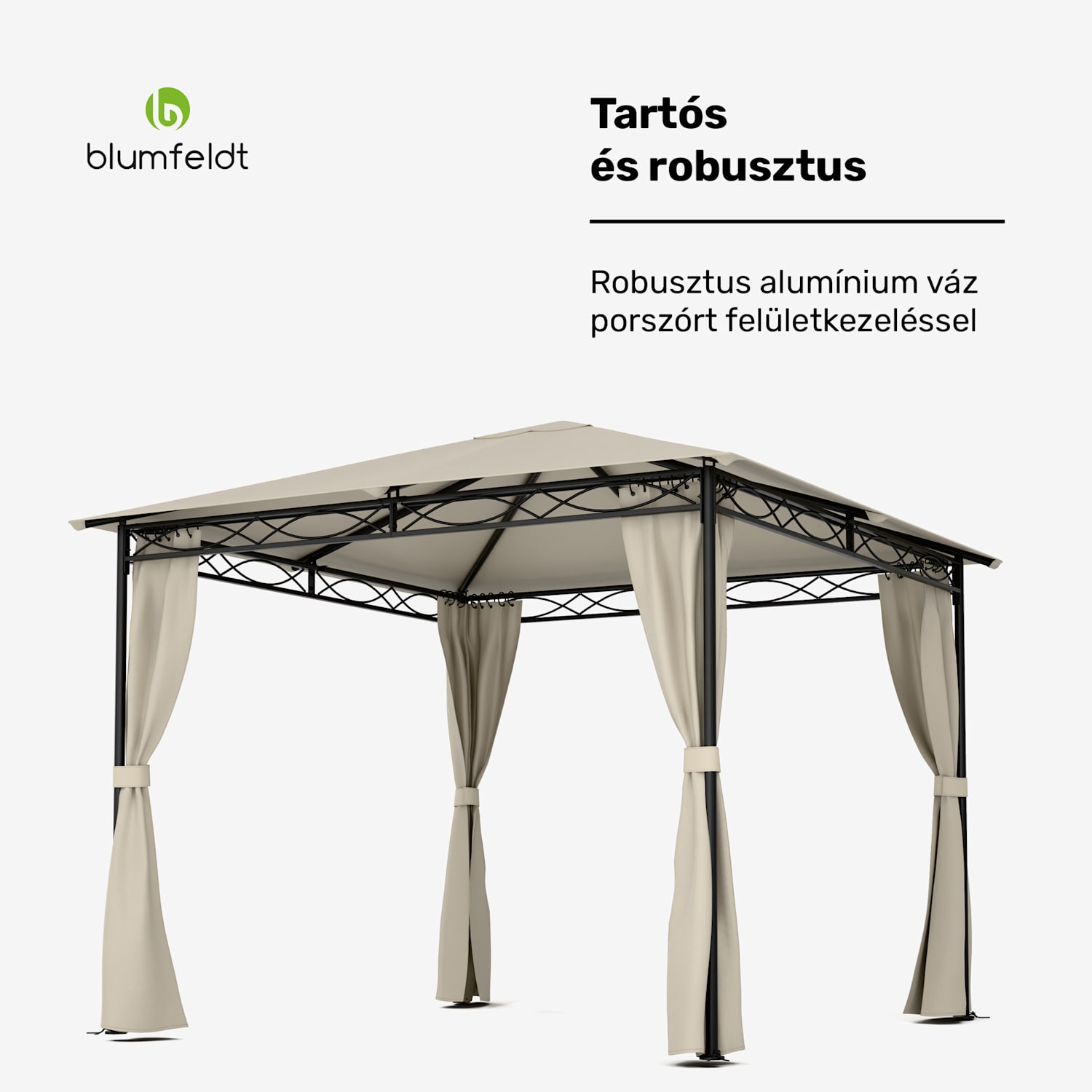 Mondo, kerti pavilon, bulisátor, 295 x 262 x 295, acél, poliészter, bézs 3 x 3 m | Bézs