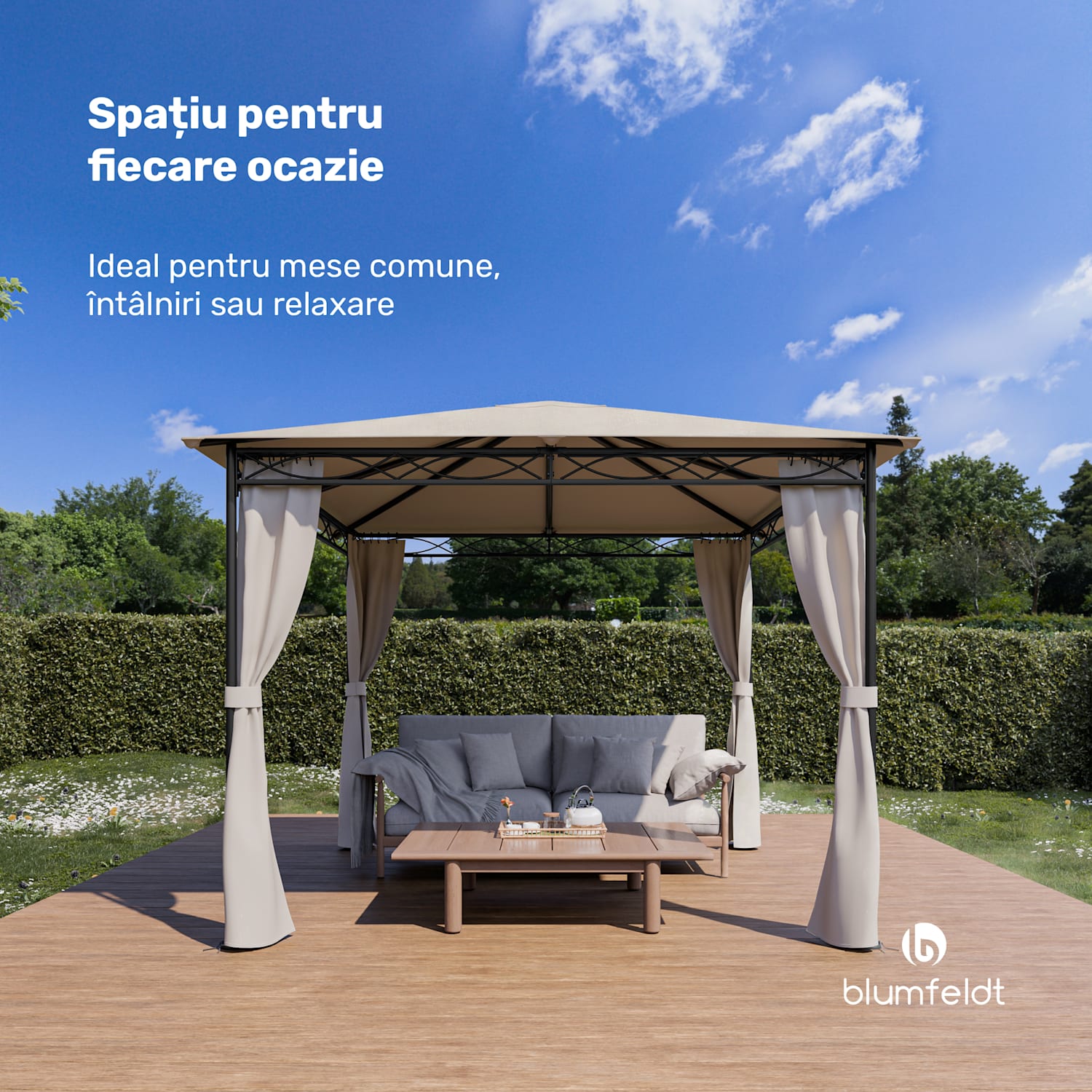 Mondo, foișor de grădină, cort de petrecere, 295 x 262 x 295, oțel, poliester, bej 3 x 3 m | Bej