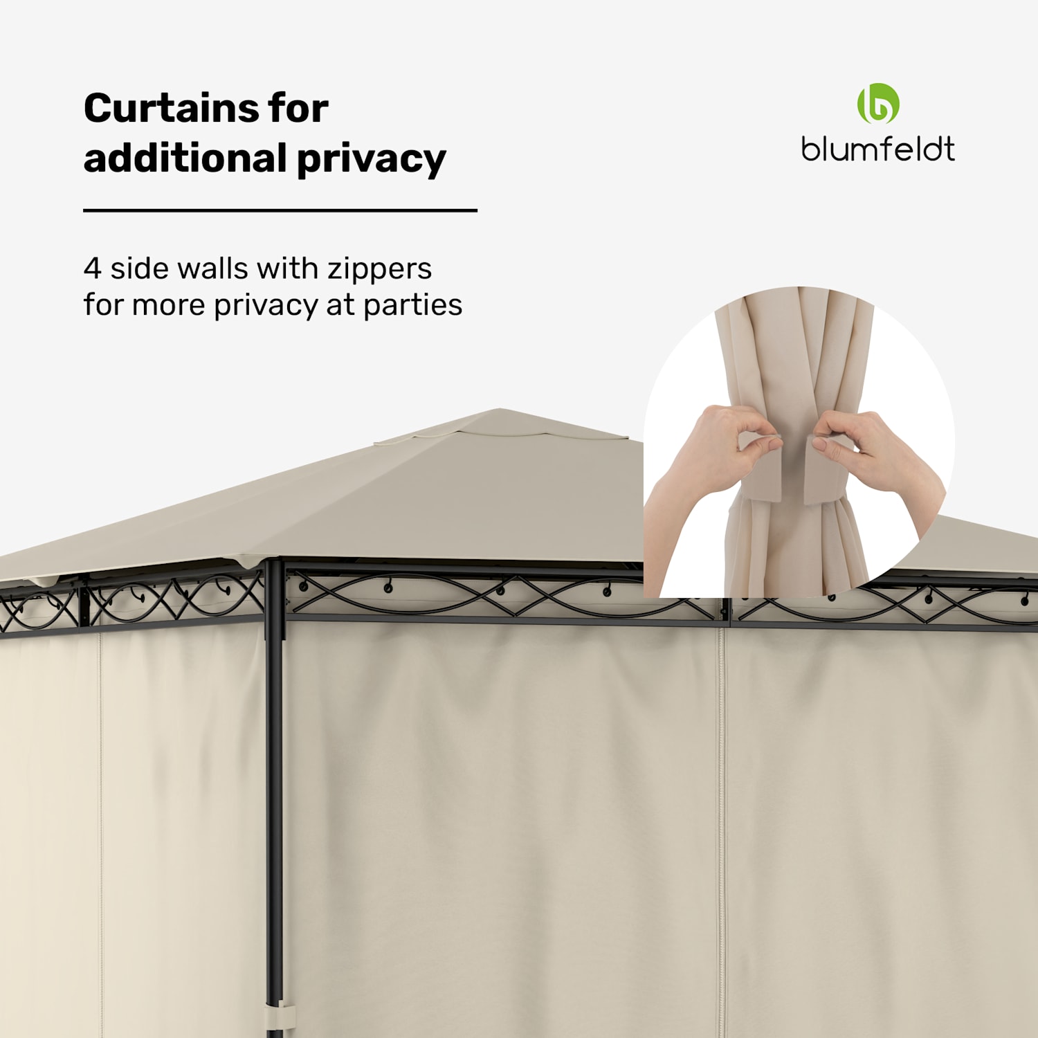 Mondo tuinpaviljoen partytent 295x262x295 staal polyester beige 3 x 3 m | Beige