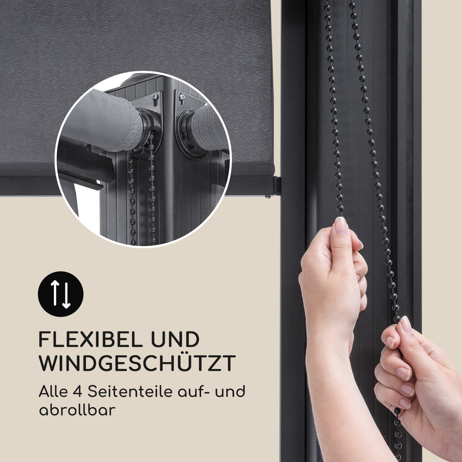 Pantheon Cortina Pavillon mit Dach 3x3m 4 Seitenteile 3 x 3 m | Anthrazit / Dunkelgrau