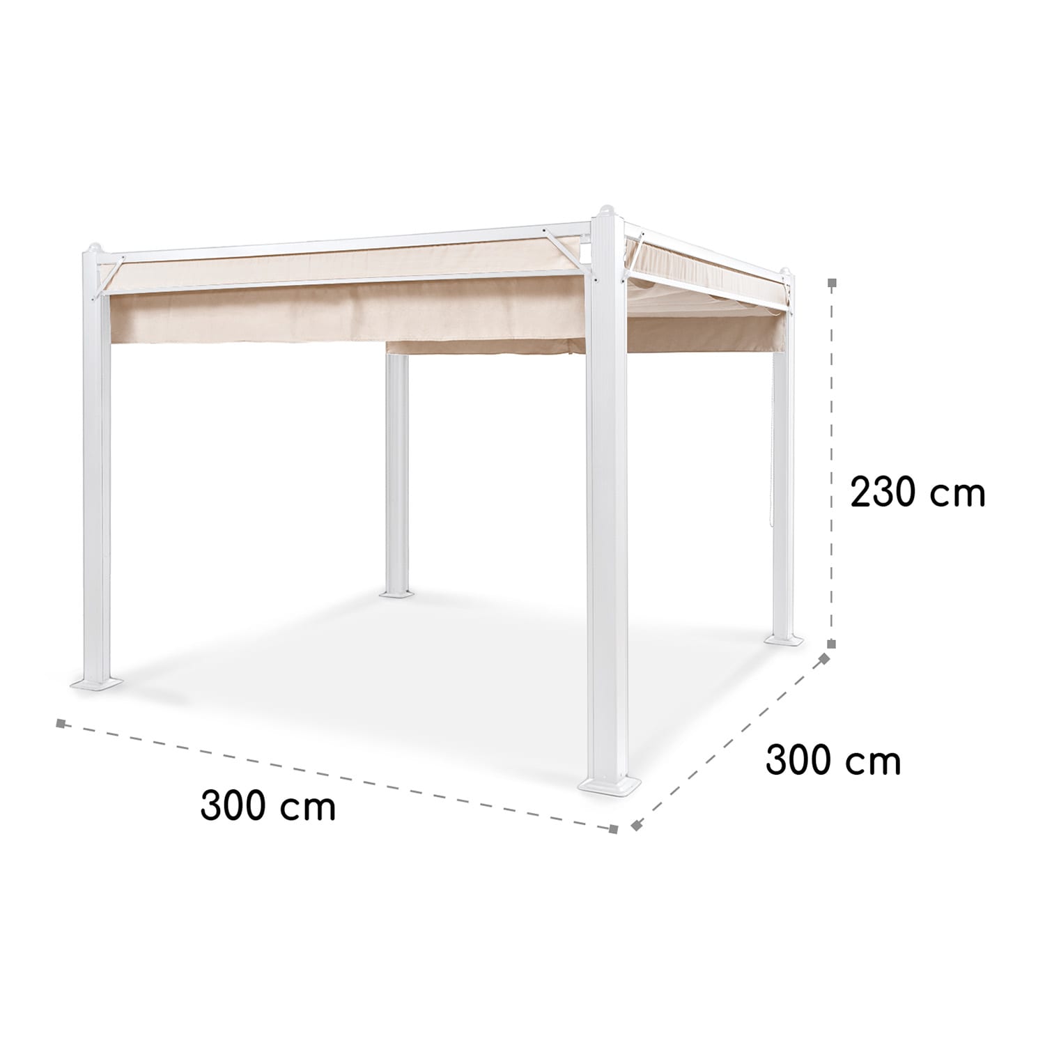 Pantheon Cortina, altana ogrodowa, pawilon, 3 x 3 m, 4 rolety boczne, dach 3 x 3 m | Biały / Piasek