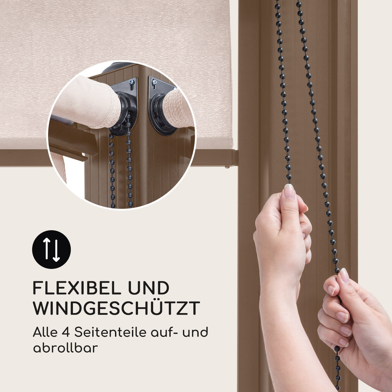 Pantheon Cortina Rust Pavillon mit Dach 3x3 m 4 Seitenteile 3 x 3 m | Erdbraun | Sand