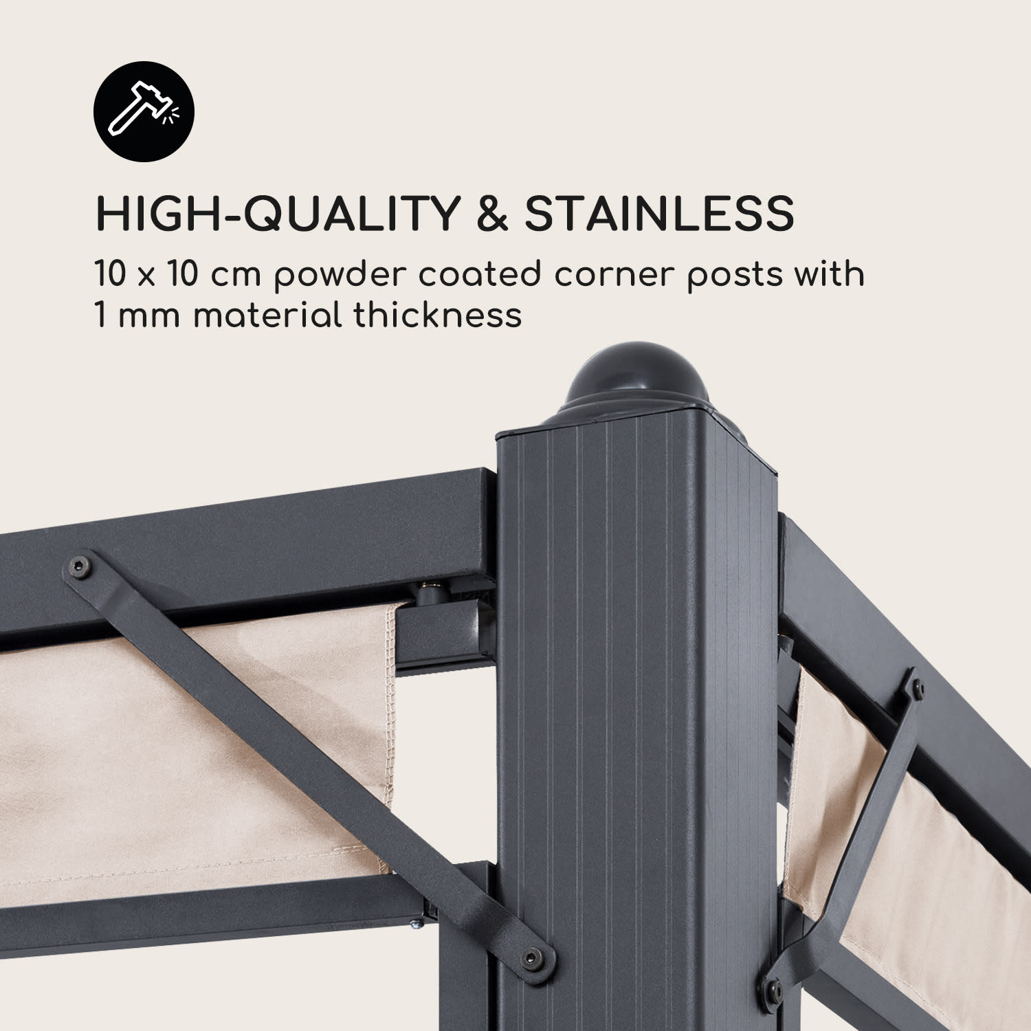 Pantheon Cortina, pergola so strechou, 3 x 4 m, 4 bočné diely, béžový 