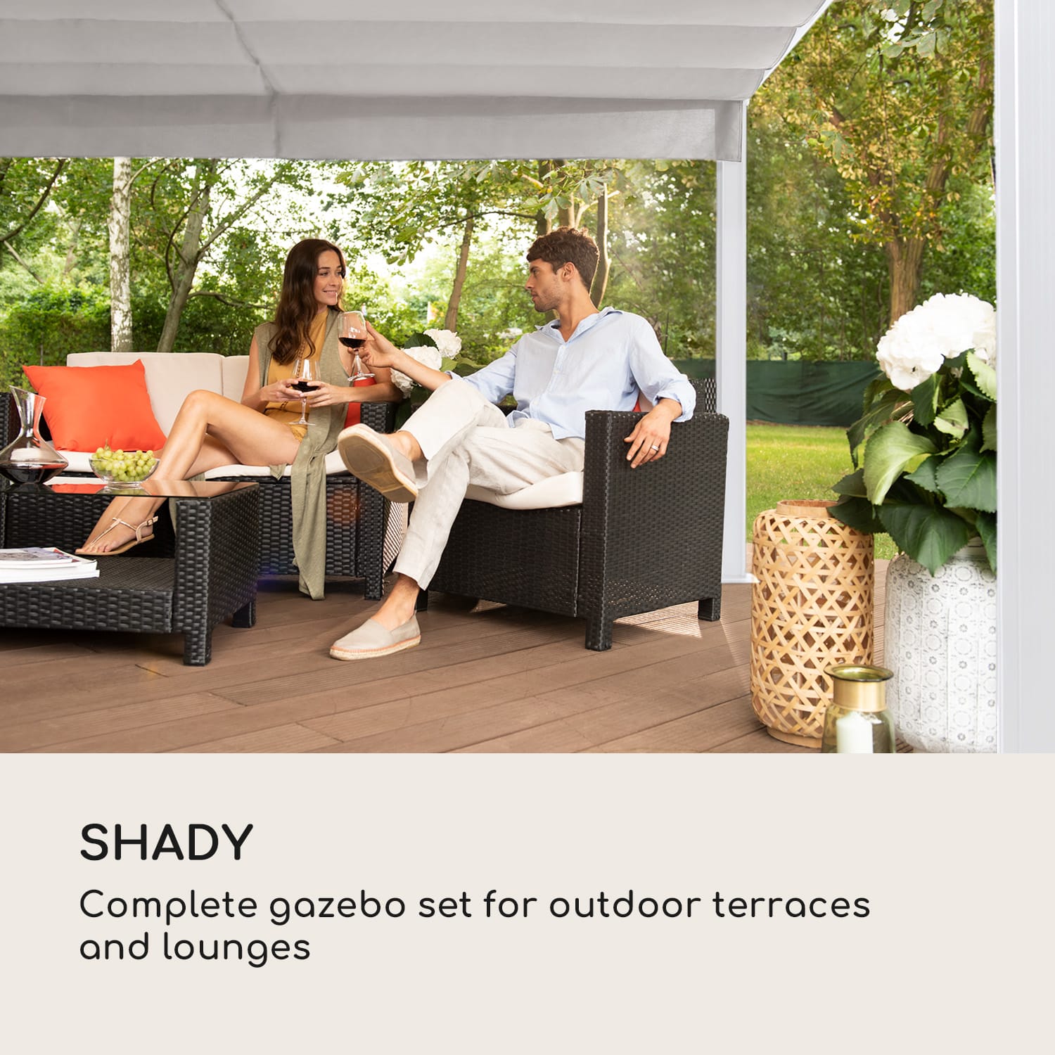 Pantheon Cortina, pavilon, tetővel, 3x4 m, 4 oldalrész 3 x 4 m | Fehér / galambszürke