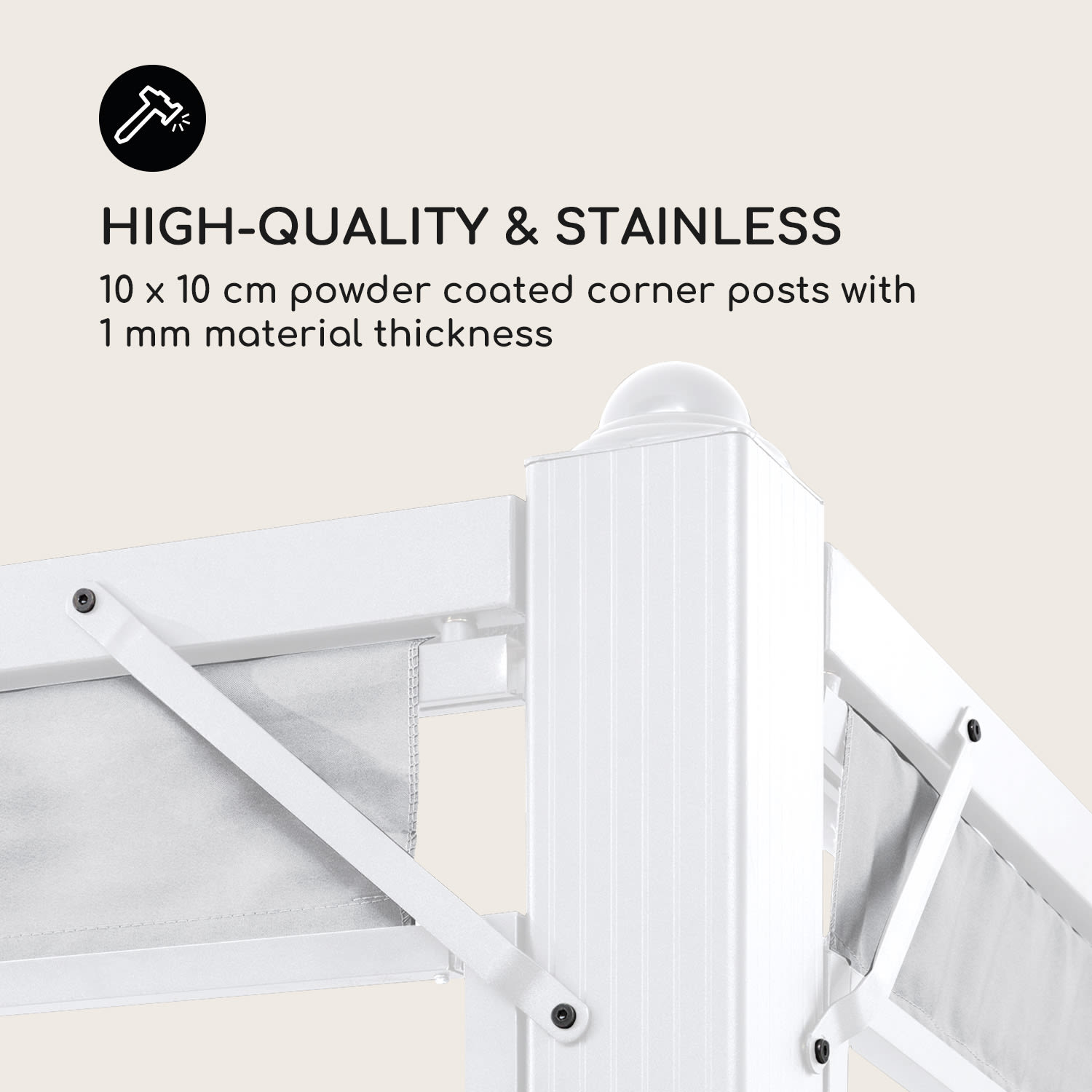 Pantheon Cortina, pavilon, tetővel, 3x4 m, 4 oldalrész 3 x 4 m | Fehér / galambszürke