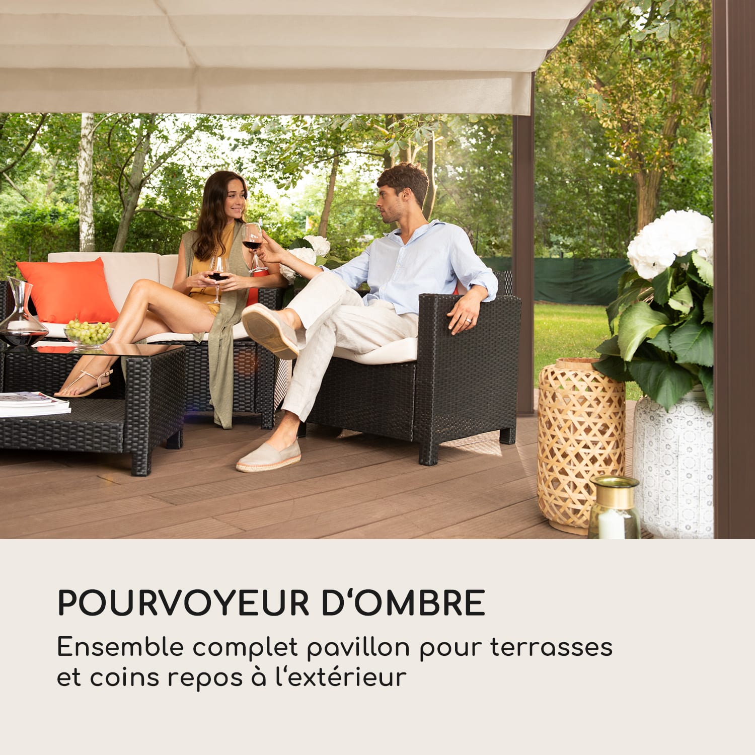 Pantheon Cortina Rust, pavillon avec toit,  3 x 4 m, 4 panneaux latéraux 
