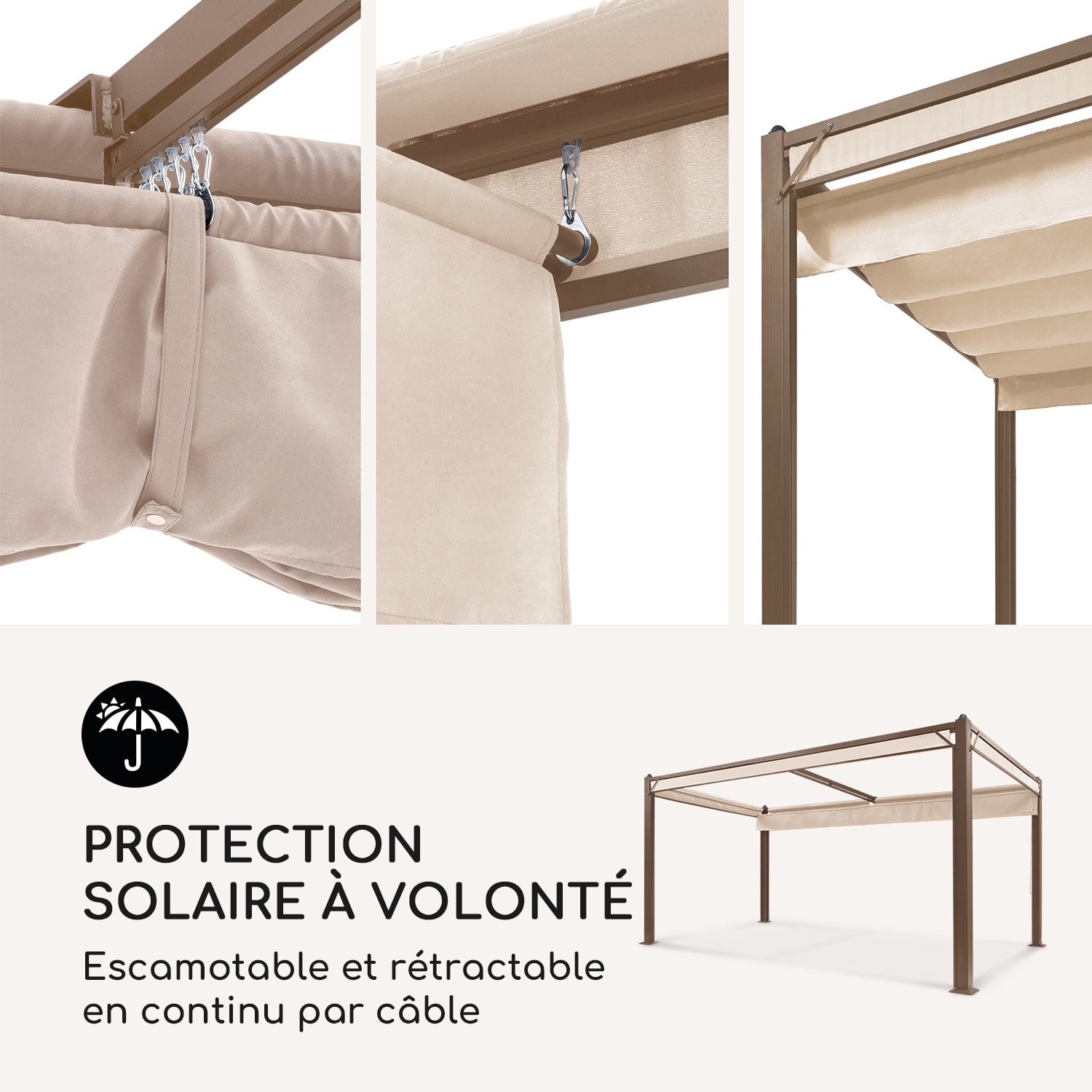 Pantheon Cortina Rust, pavillon avec toit,  3 x 4 m, 4 panneaux latéraux 