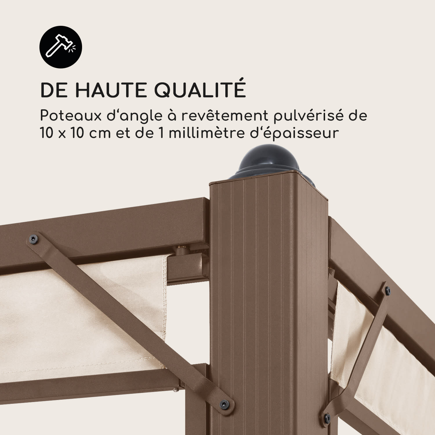Pantheon Cortina Rust, pavillon avec toit,  3 x 4 m, 4 panneaux latéraux 