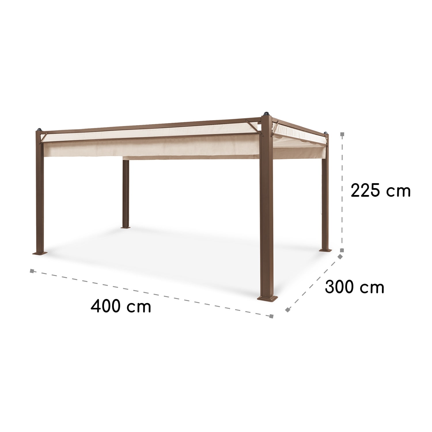 Pantheon Cortina Rust, altana ogrodowa, pawilon, 3 x 4 m, 4 rolety boczne, dach 