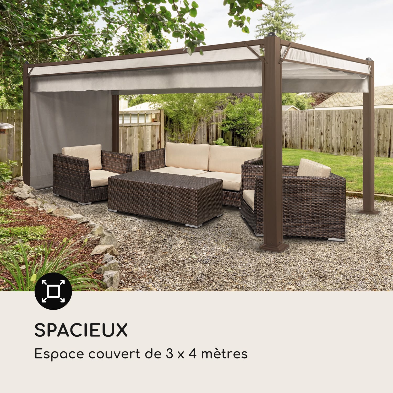 Pantheon Cortina Rust, pavillon avec toi, 3x4 m , 4 panneaux latéraux 