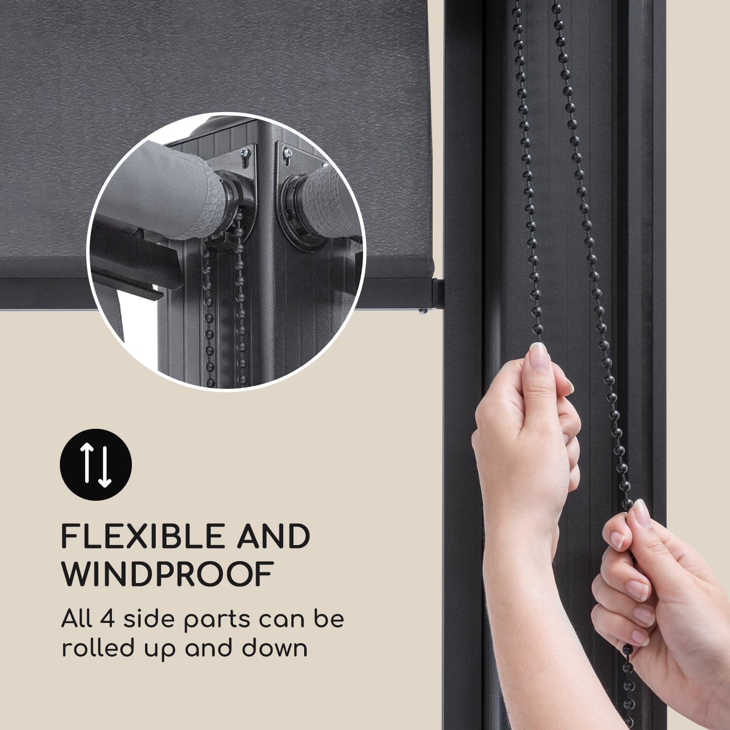 Pantheon Cortina, pavilon tetővel, 3 x 6 m, 4 oldal lap, szürke 3 x 6 m | Antracit / Sötétszürke