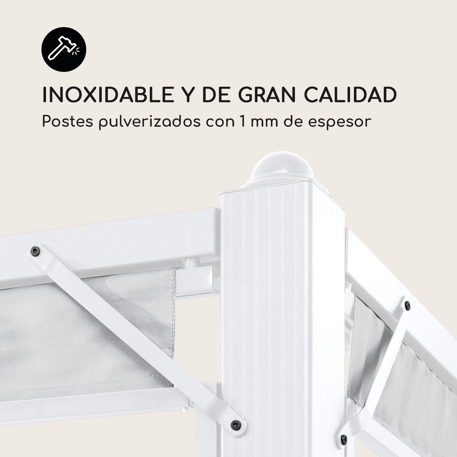 Carpa Pantheon Cortina con techo 3x6m 4 laterales 3 x 6 m | Blanco / Gris tórtola