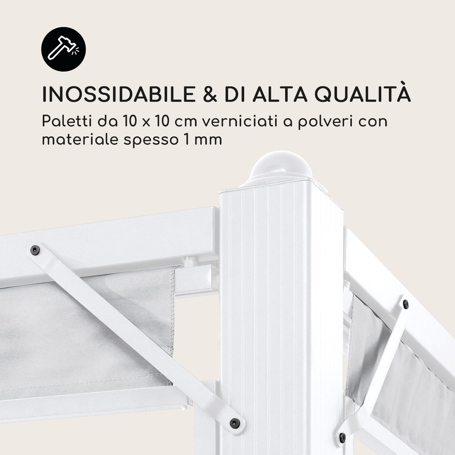 Pantheon Cortina, Gazebo con tetto, 3 x 6 m, 4 pareti laterali 3 x 6 m | Branco / Pomba cinza