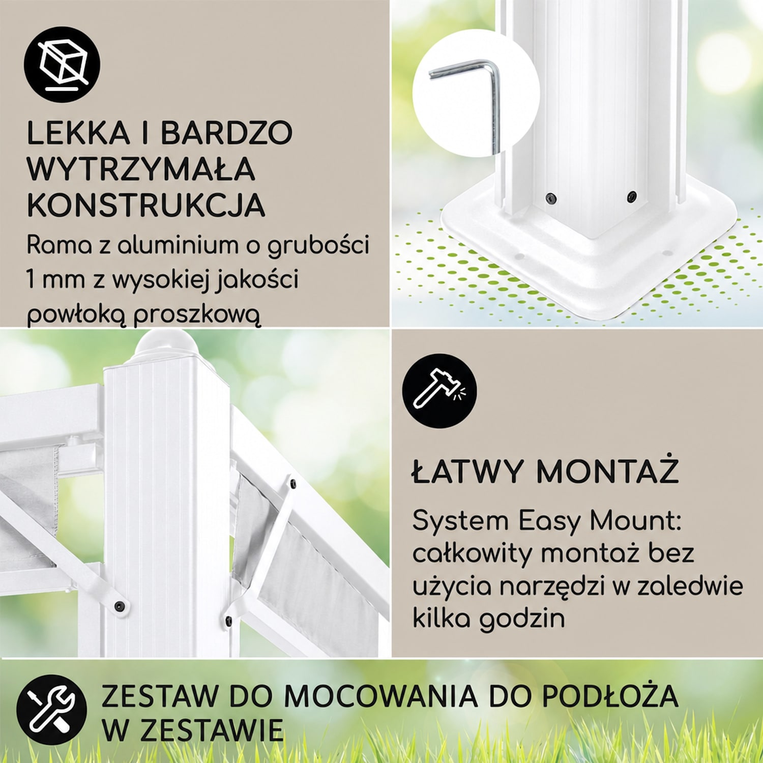 Pantheon Cortina, altana ogrodowa, pawilon, 3 x 6 m, 4 rolety boczne, dach 3 x 6 m | Biały/gołębi szary