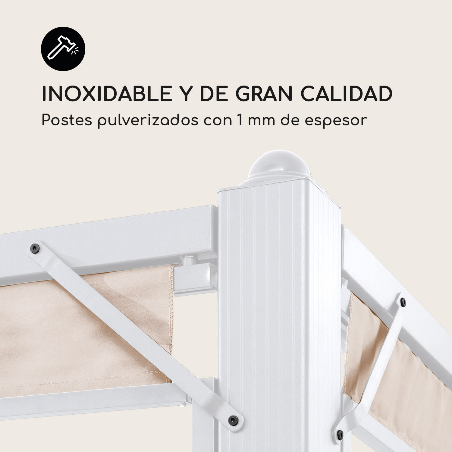 Carpa Pantheon Cortina con techo 3x6m 4 laterales 3 x 6 m | Blanco / Arena