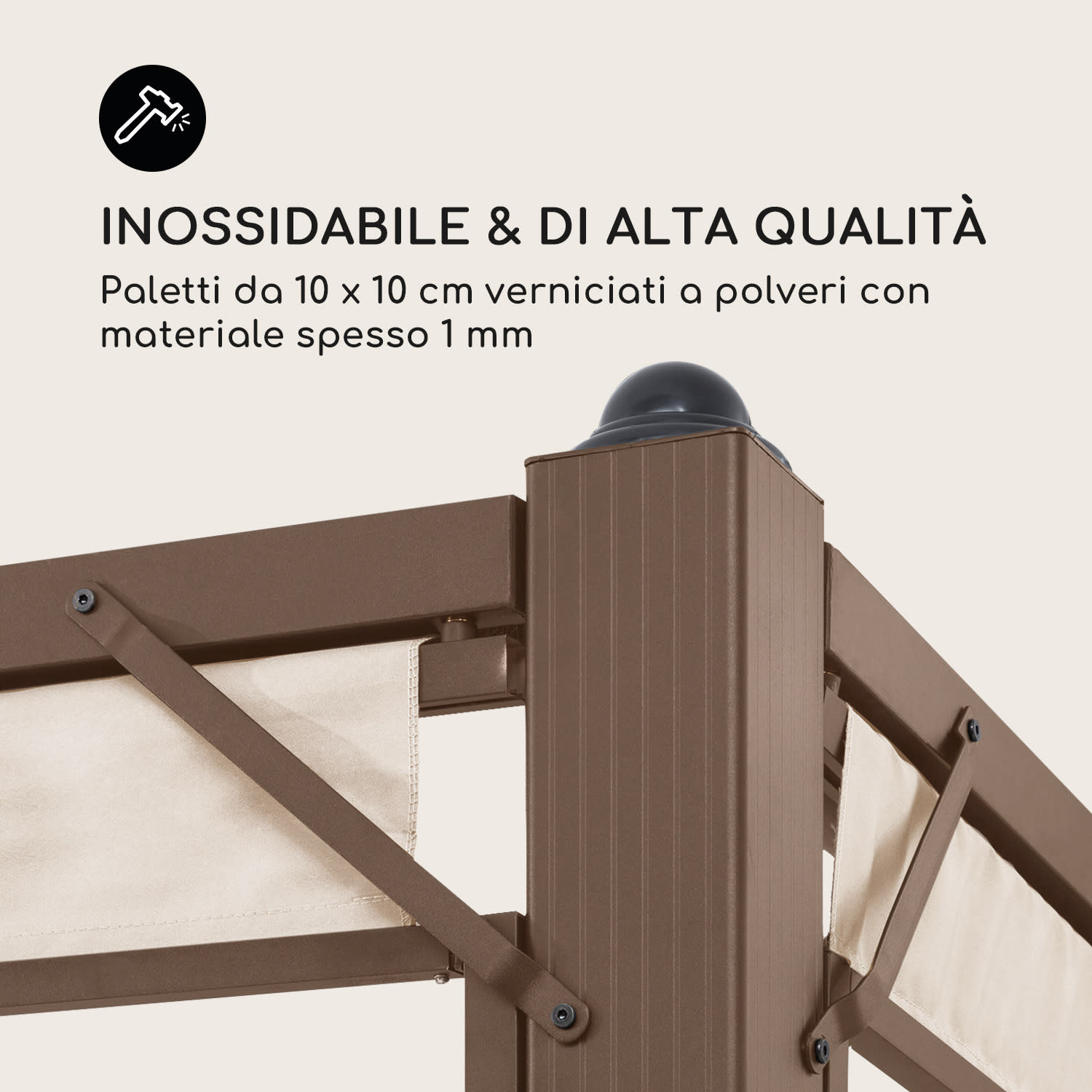Pantheon Cortina Rust, Gazebo con tetto, 3 x 6 m, 4 componenti laterali 3 x 6 m | Marrone/Sabbia