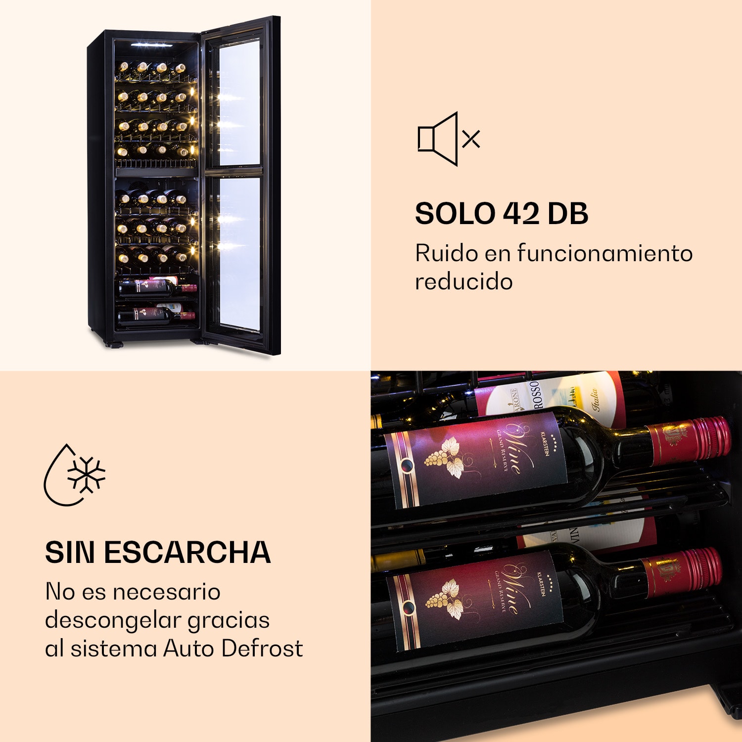 Shiraz 39 Duo Nevera para vinos 2 zonas 105 l 34 botellas 39 botellas | 2 zonas de refrigeración | Negro