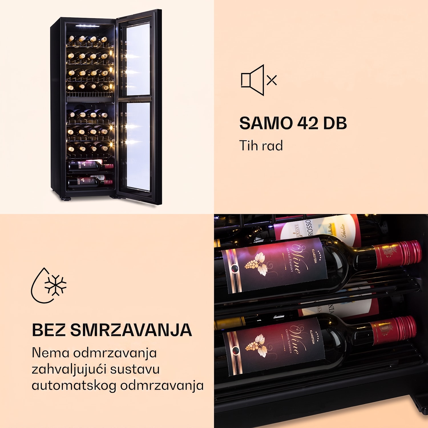 Bellevine Deux 39 Flex, vinska vitrina, 105 l, 34 boca, 2 zone 39 boca | 2 | Crna