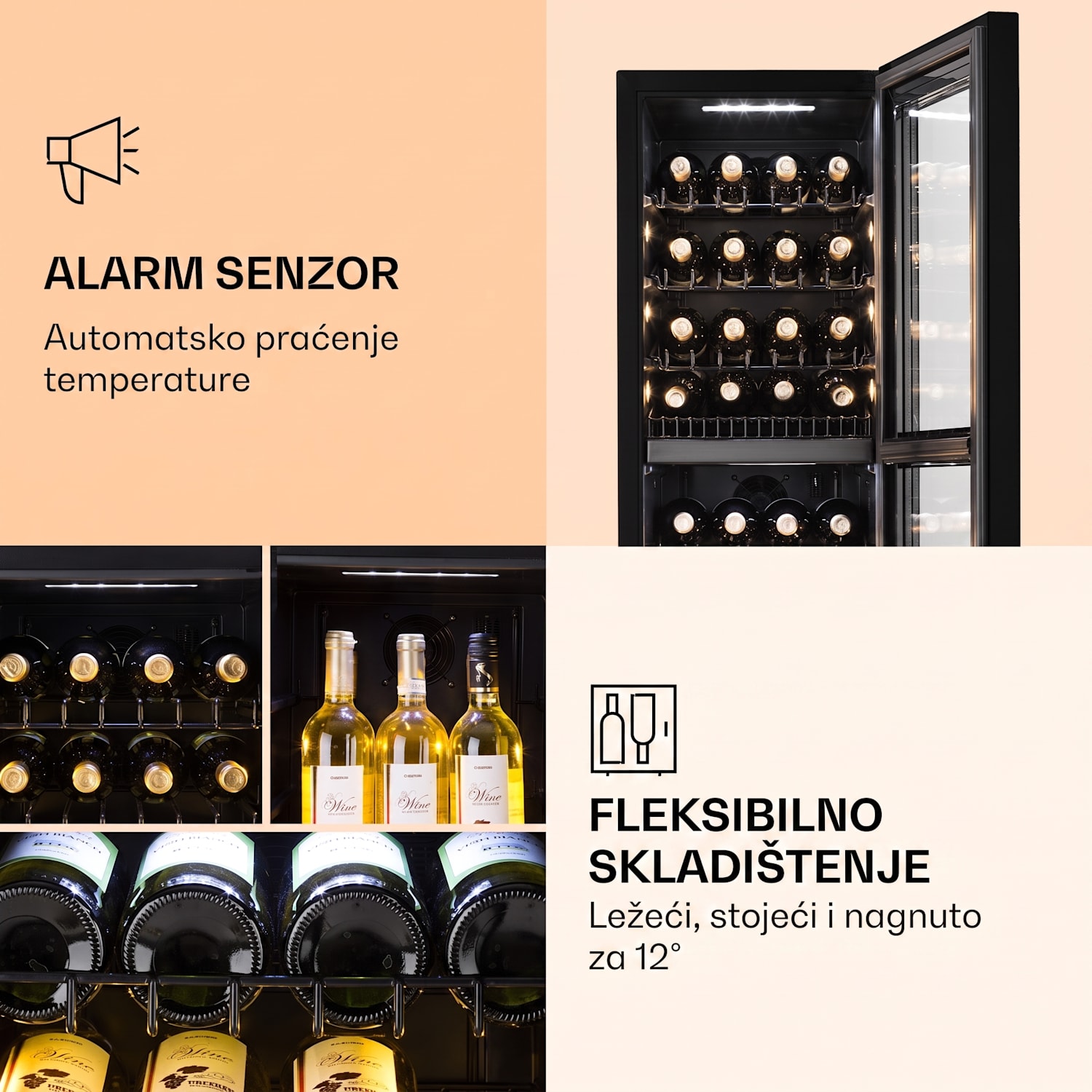 Bellevine Deux 39 Flex, vinska vitrina, 105 l, 34 boca, 2 zone 39 boca | 2 | Crna
