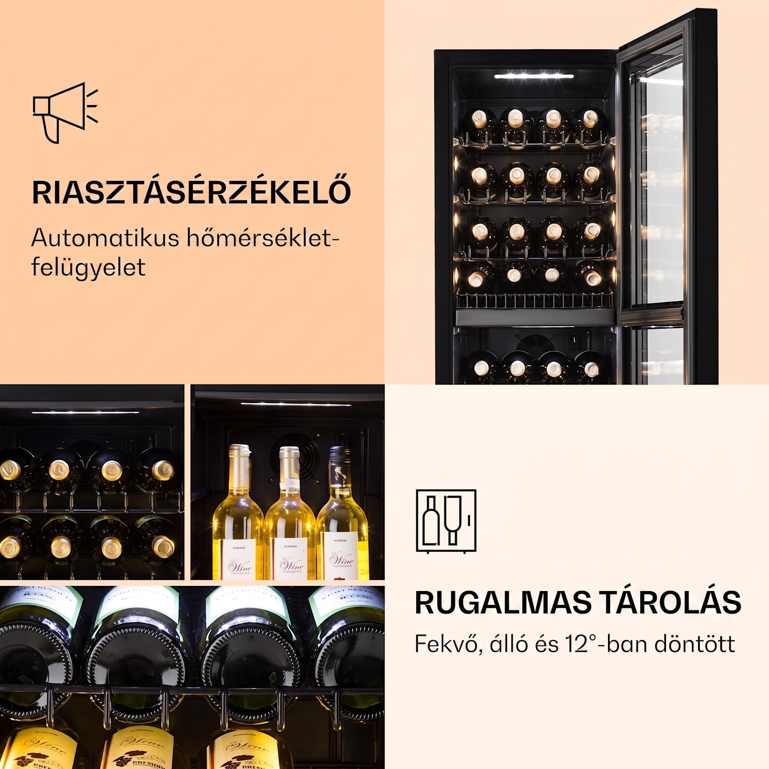 Bellevine Deux 39 Flex, borhűtő, 105 l, 34 palack, 2 zóna 39 palack | 2 hűtőzóna | Fekete