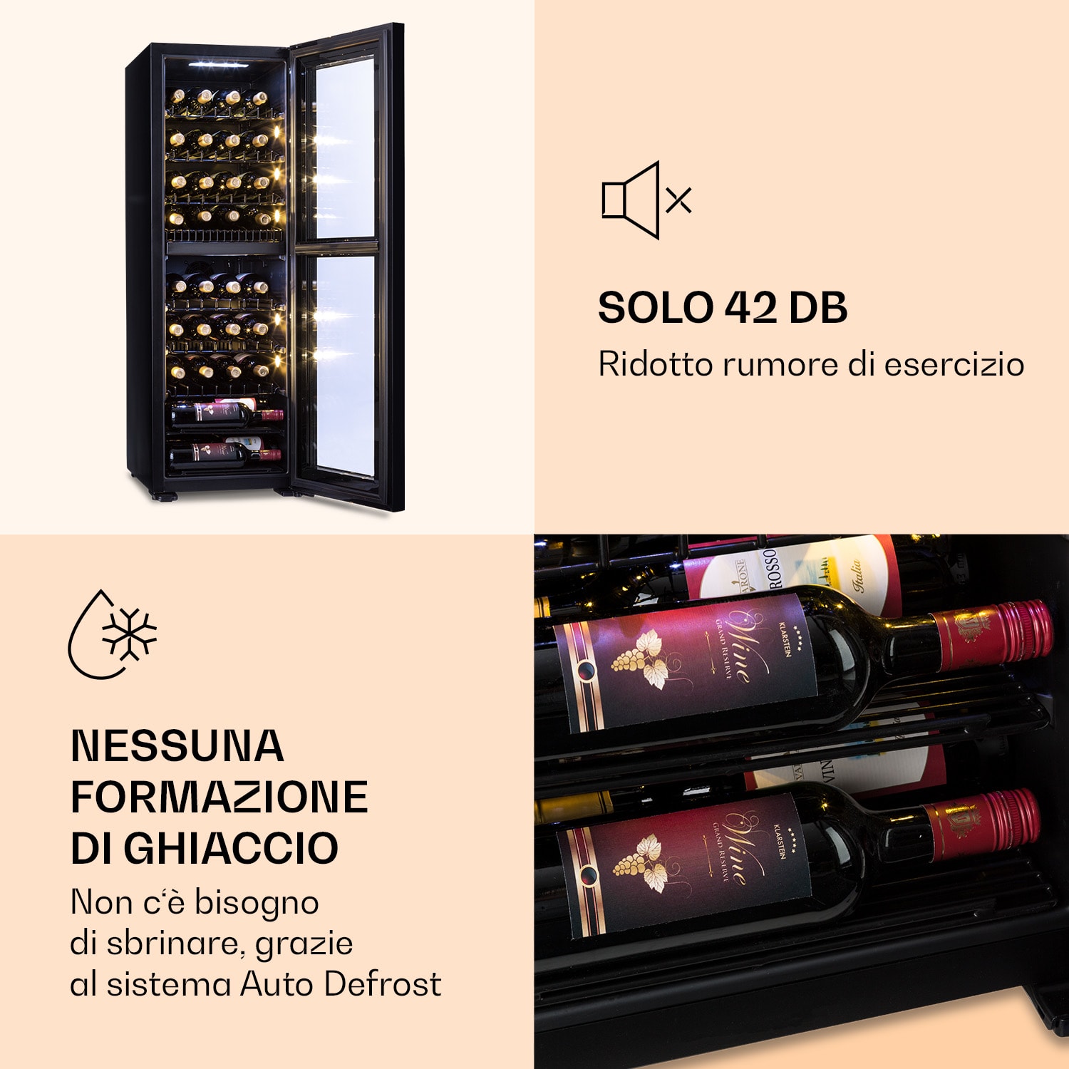 Shiraz 39 Duo Cantinetta vino 2 zone 105l 34 bottiglie 39 bottiglie | 2 zone di raffreddamento | Nero