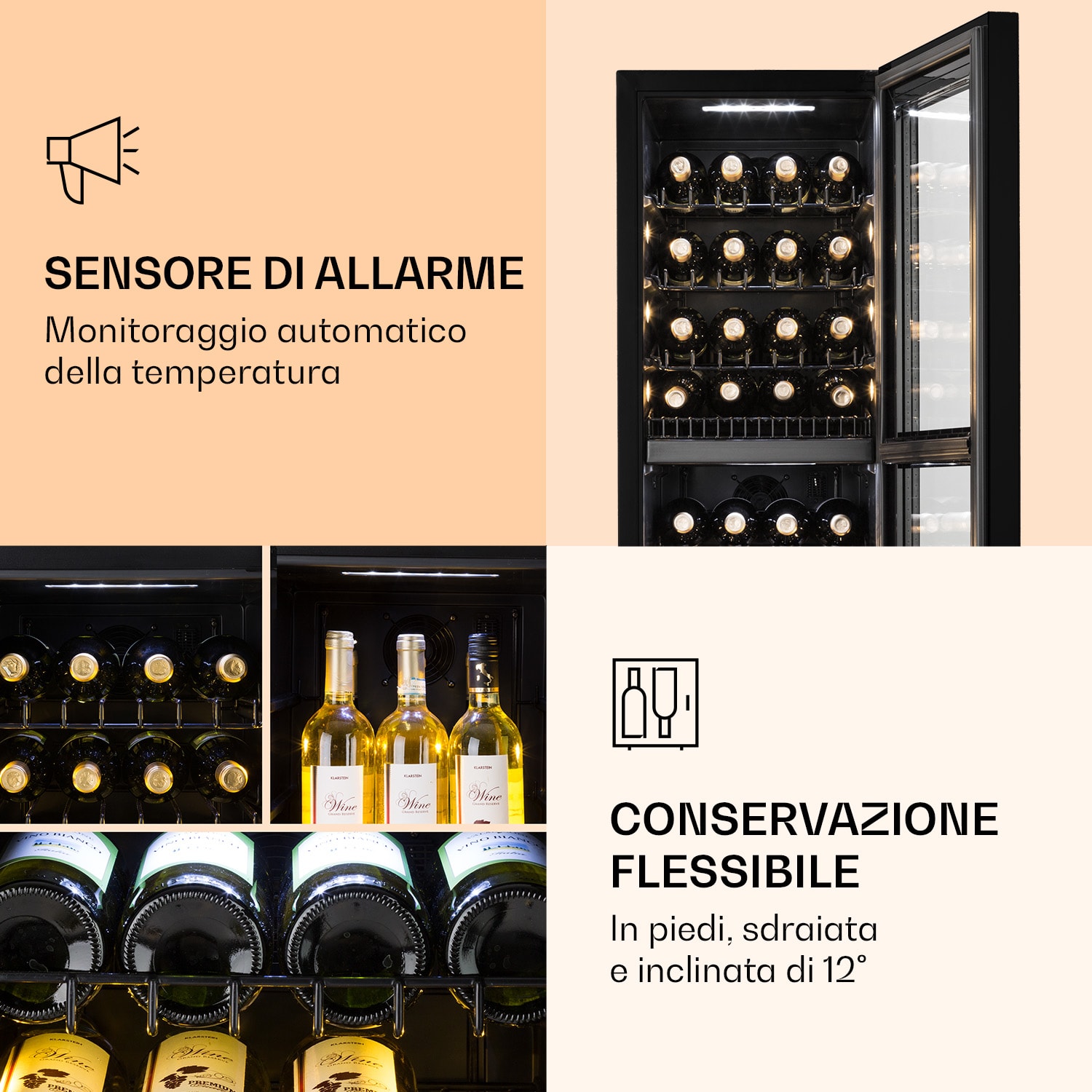 Shiraz 39 Duo Cantinetta vino 2 zone 105l 34 bottiglie 39 bottiglie | 2 zone di raffreddamento | Nero