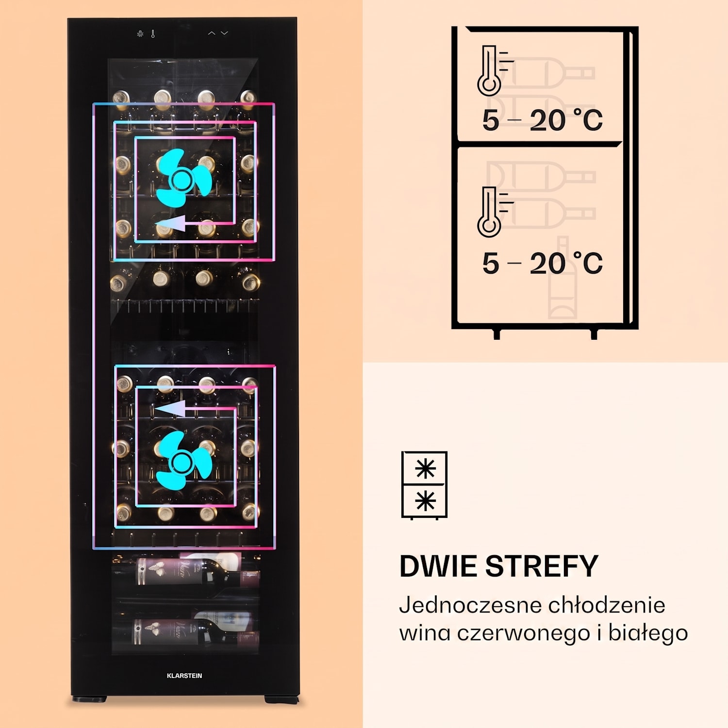 Bellevine Deux 39 Flex, chłodziarka do wina, 105 l, 34 butelek, 2 strefy 39 butelek | 2 strefy chłodzenia | Czarny