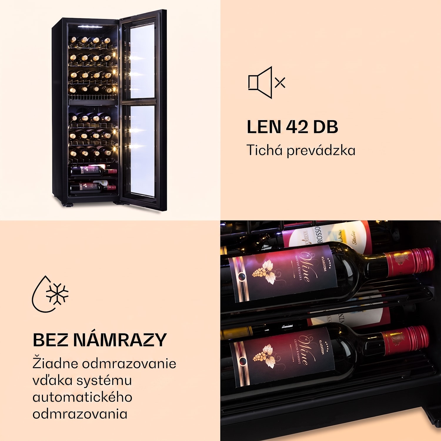 Bellevine Deux 39 Flex, vinotéka, 105 l, 34 fliaš, 2 zóny 39 fliaš | 2 chladiace zóny | Čierna