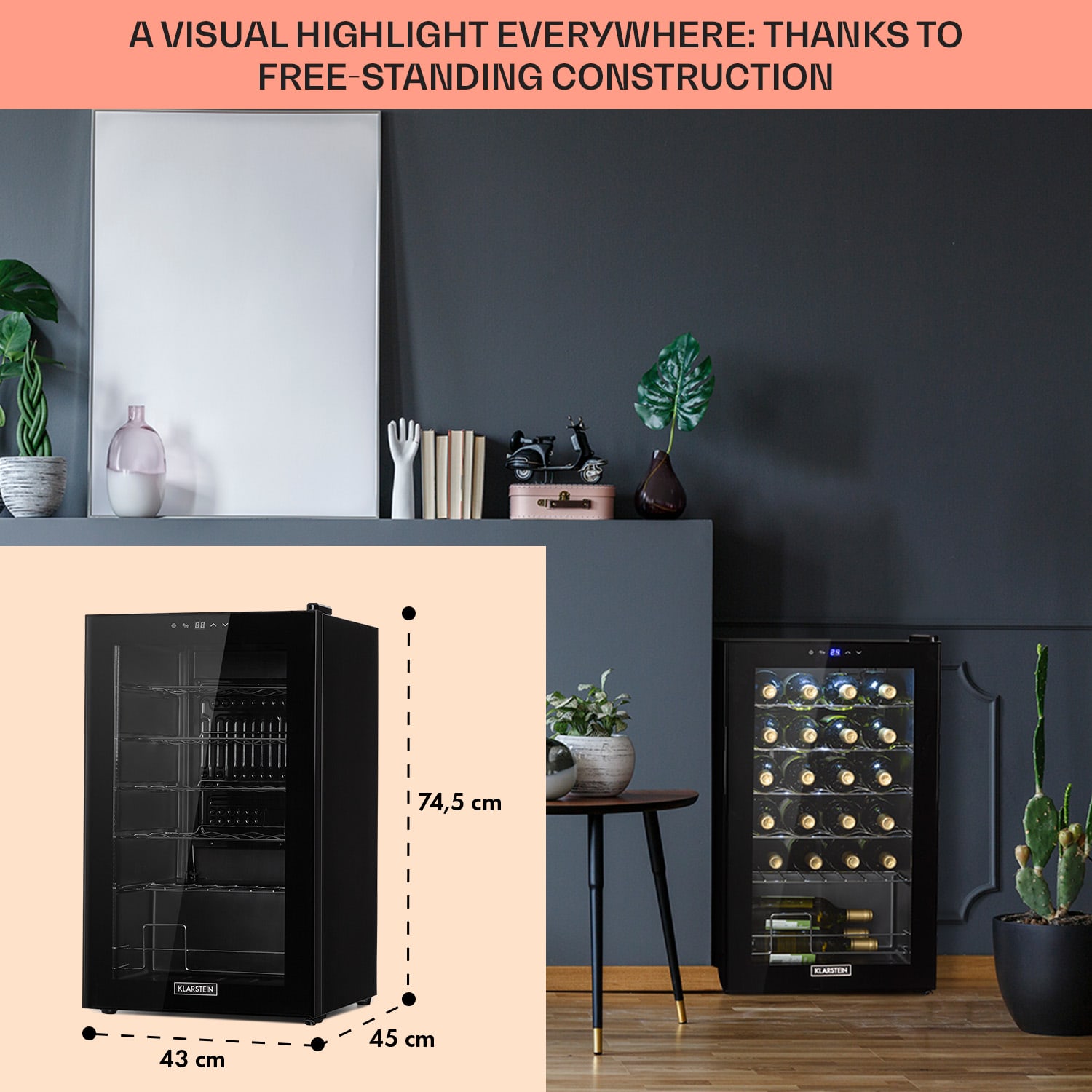 Shiraz 24 Uno, vinotecă, 67 l, 24 de sticle, tactilă, 5 - 18 °C, neagră 24 de sticle | 1 | Negru